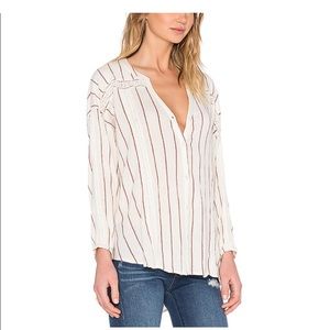 Amuse Society oversized button down with lace inset XS